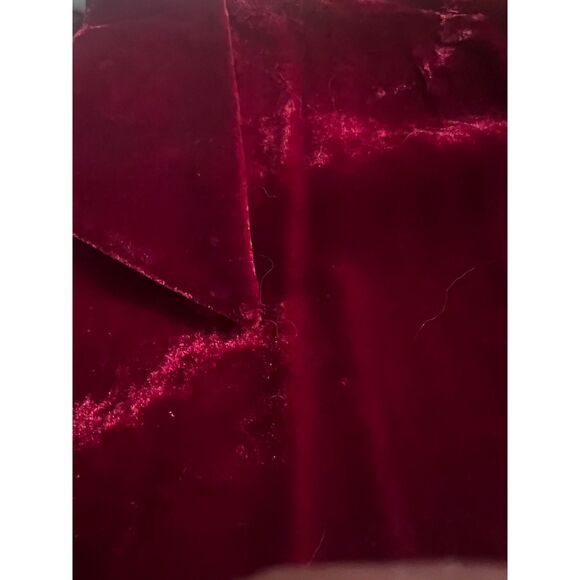 VTG Kenar Studio Crushed Velvet Button Down Up Blouse Sz 14 Silk Holiday Red - Picture 7 of 12